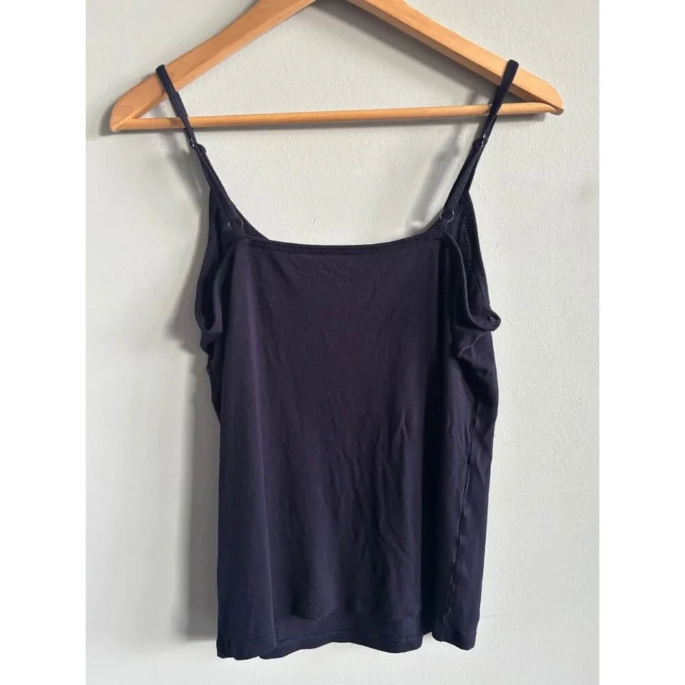 Soft Surroundings Ibiza Embroidered Sheer Tunic Blouse Navy Medium W/ Camisole
